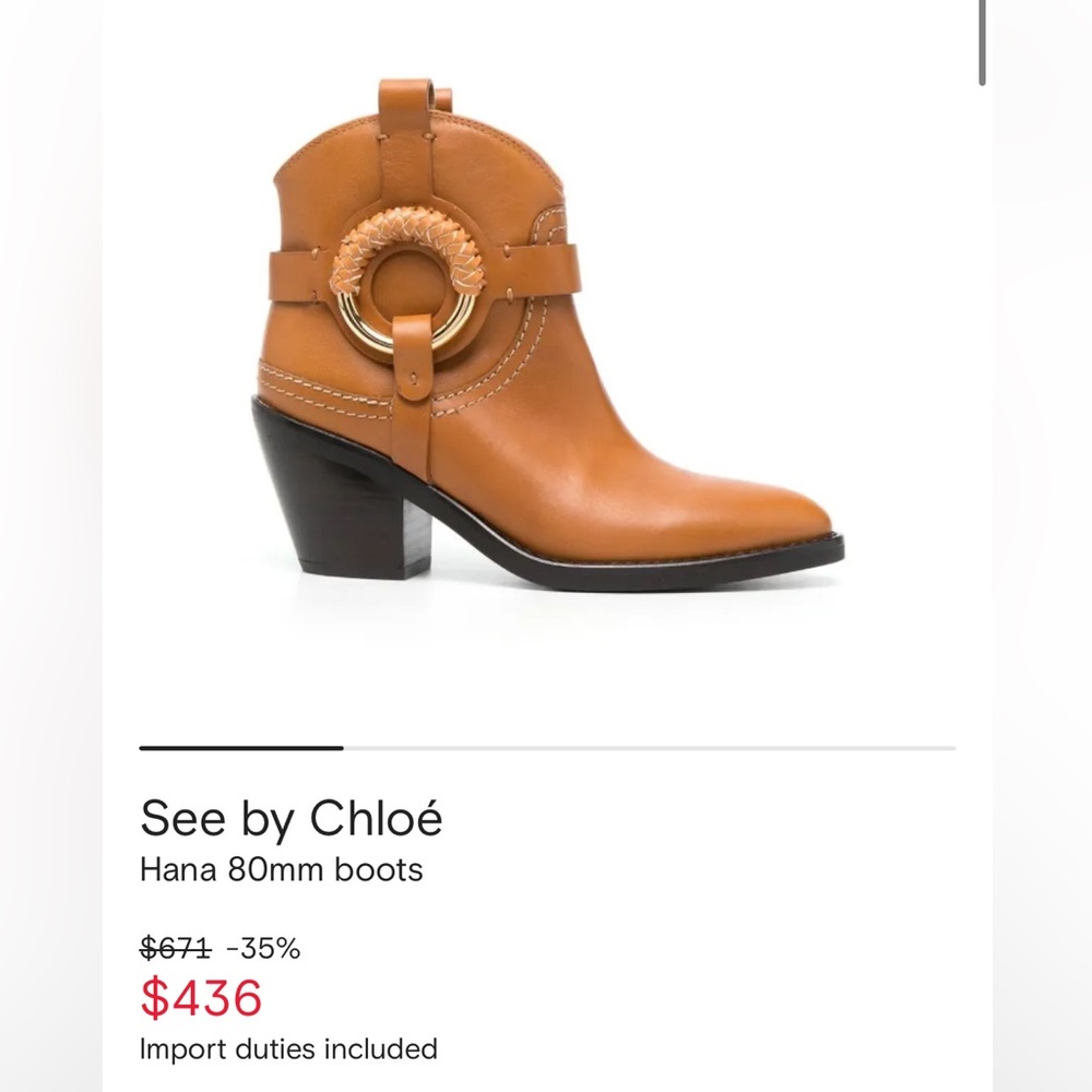 See by Chloe Hanna Chelsea slip inn western style boots in tan leather size 41 - Picture 12 of 12